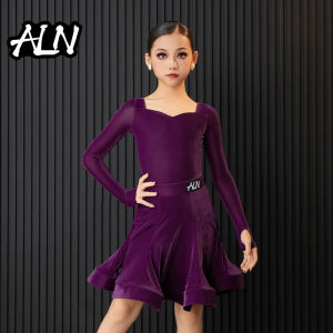 AILANGNA | Professional Silk Velvet Childrens Latin Dance Competition Uniform