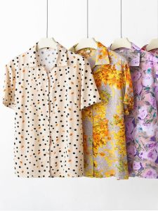Loose Cotton Silk Shirt Womens Summer New Style Mommy Clothes Short Sleeve Open Cardigan Top for Middle-Aged And Elderly