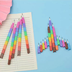 Rainbow Color Bullet Pen No-Sharpener Pencil Building Set As Kindergarten Prize Gift Stationery