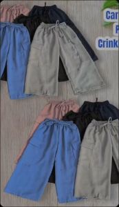 Kulot Crinkle Cargo Anak 3-10 Tahun Celana Kulot Cargo Tali Lonceng Anak Perempuan Terbaru