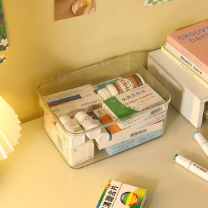 Large Transparent Medicine Box Home Medicine Storage Organizer Plastic Cabinet Dormitory Essential Sorting Basket Shelf Holder