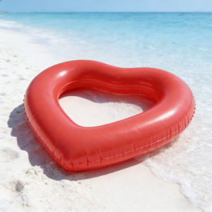 Large 98*103CM Inflatable Heart Shaped Pool Float Oversized Love Heart Swim Ring for Adults Couples Thick PVC for Beach Swimming
