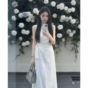 NIUVIES | Đầm Maxi Trắng Dây Đai eo Mới Mùa Hè