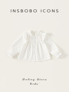 Stylish Cotton Shirt for Girls Baby Spring Autumn Fashionable Childrens Clothing Ladylike Style with Lace Sleeves Basic Package