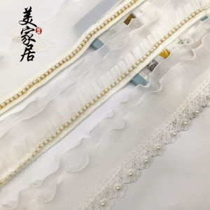 Rèm Cửa Viền Ren Trắng Viền Gỗ Đôi Khâu Thêu Ngọc Trai Trang Trí Vải Màn Cửa Viền Rộng Phụ Kiện Rèm Cửa Phong Cách Hiện Đại Đơn Giản