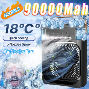 Portable Air Conditioner USB Fan Air Cooler Fan Air Conditioner Humidifier Purifier Mist Cooler with 7 LED Lights Mini Fan