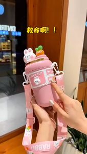 550ml Thermos Bottle Stainless Steel 316 Thermo Flask Kids Water Bottle Drinking Cute Design Rabbit Bear Capybara Botol Air Kanak-Kanak