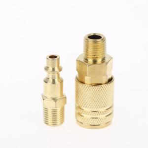 1Set Gold US Type Quick Connect Air Hose Plug 1/4 NPT Male Thread Coupler Rust Resistant Fitting for Industrial Tools