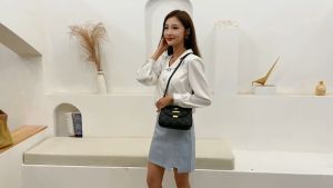 Elegant Handbag Ribbon Shoulder Bag Korean Women Trend Fashion Leather PU Texture Bags Casual Office Woman Simple Beg