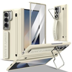 szhaiyu | For Samsung Galaxy Z Fold 8 Ultra Fold 8 7 6 5 4 Case With Matte PC Camera Ring Holder Hinge Grip Pen Slot Armor Glass Protector