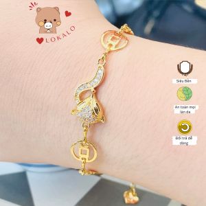 Lắc tay nữ Hồ Ly khắc ytaly siêu bền vàng 18k không đen gỉ lắc tay đẹp mạ vàng Lokalo 12.3.24
