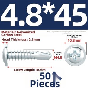 TIANZHUOJINSHU | Black 410 Stainless Steel Crosshead Broadhead Self-Drilling Screws