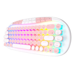 RK | RK ROYAL KLUDGE ROUND Retro Punk Mechanical Keyboard 2.4G Wireless Bluetooth USB 68 Keys RGB Hot Swap Typewriter Gamer Keyboard
