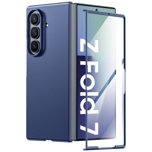 For Galaxy Z Fold 7 Case Ultra Thin MatteFolding Shockproof ProtectionPC Hard CoverHD Protective Film,Camera Protection-Black