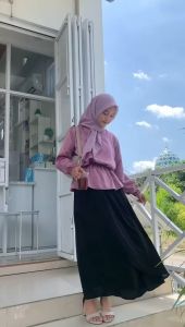 Nayla Blouse Satin - Atasan Wanita Lengan Panjang Casual - Blouse Wanita Busui Friendly - Blouse Satin Wanita - Blouse Kondangan