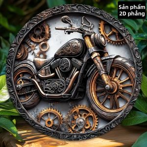 CIFbuy | Biển Hiệu Xe Máy Kim Loại Cổ Điển 8x8 Nghệ Thuật Phẳng 2D Với Xích Và Bánh Răng Lý Tưởng Làm Quà Giáng Sinh Cho Người Lái Xe Máy Trang Trí Quán Bar/nhà Cửa