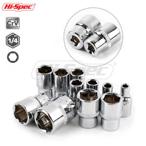 Hi-Spec 11pc 1/4  Socket Set Adapter Short Long Sockets 4-14mm Deep Socket Tool Heads Torque Spanner Ratchet Socket Wrench