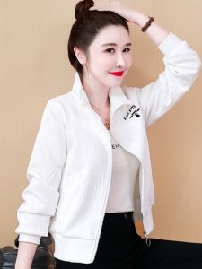 แจ็คเก็ตเบสบอลสไตล์เกาหลีสำหรับผู้หญิง ทรงหลวม ทรงสั้น แฟชั่นฤดูใบไม้ผลิและฤดูใบไม้ร่วง แจ็คเก็ตแบบลำลอง แจ็คเก็ตสั้น แจ็คเก็ตสีพื้น