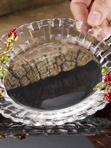 Creative European Enamel Crystal Glass Tray