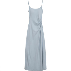 Váy Dài Không Tay Màu Xanh Bó Sát Cạp Cao HRG Style Váy Mùa Hè Cho Nữ Váy Bó Sát Kiểu Pháp Váy Dài Thanh Lịch Váy Dây Cho Nữ