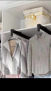 RakanKu MALAYSIA Pull Out Pants Hanger Cloth Hanger Sliding Hanger Top Mounted Slide Rail Wardrobe Rack Cabinet Organizer Aluminum Alloy Penyangkut Baju Almari 伸缩衣架