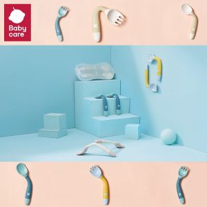 BabyCare ชุดช้อนส้อมซิลิโคนเด็กปรับงอได้  มาพร้อมกับกล่องเก็บช้อนส้อมขนาดพกพา น้ำหนักเบา ใช้ง่ายสะดวก