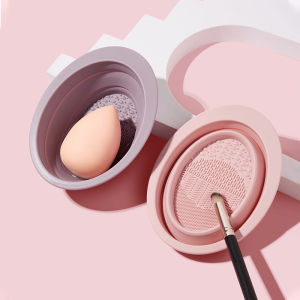 Silicone Wash Bowl Foldable Makeup Brush Cleaning Pad Beauty Tool Bristle Scrub Board