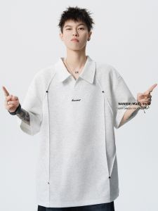 NANSSE | American Retro Deconstruction Patchwork Mens Polo Shirt