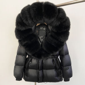 Reality Fur Jacket Winter Clothes Women Big Fox Fur Coat Autumn Warm Natural White Goose Duck Jacket Female Hooded Puffer Jacket