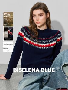 BEIQIANI | 100% Wool Retro Fair Isle Style Knit Top