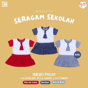 Micellita - Stelan / Dress Seragam Anak Series Polos (Usia 6-36 Bulan)