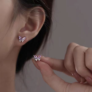 S925 Sterling Silver Butterfly Studs Womens 2024 New Arrival Best Selling Special-Interest Design Fancy Earrings Exquisite Sweet Earrings