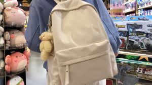 Beg Sekolah Fesyen Beg Sekolah Pelajar Versi Korea Beg galas Lelaki Lelaki Berkapasiti Besar Beg galas Warna Polos Travel Leisure