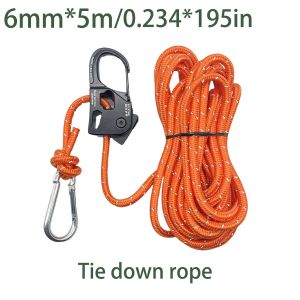 2pcs 6mm 5m Camping Tent Cord Adjuster Wind Rope Tie Down Reflective Tightener Fastening Pulley Ratchet Awning Rope Buckle