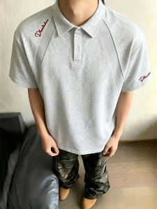 LIUBU | Elegant Embroidered Contrast Stitched Polo Shirt Short Sleeve