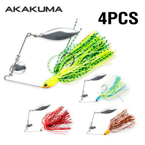 AKAKUMA | 4pcs 18g Spinnerbait Fishing Lure Double Blade Weedless Jig Artificial Hard Bait with Silicone Skirt