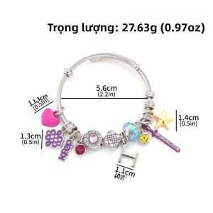 Krean K-Pop HUNTR/X Đính Hạt Men Mặt Dây Chuyền Vòng Tay Dành Cho Nam Và Nữ Demon Hunter Lắc Tay Tím Cosplay Món Quà Trang Sức