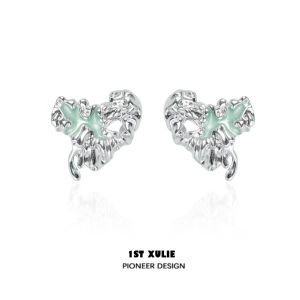 1ST XULIE | Nhẫn Tai Độc Đáo Hình Trái Tim Tan Chảy Phong Cách Minimalist Cao Cấp Y2K Ngọt Ngào Đáng Yêu 925 Bạc