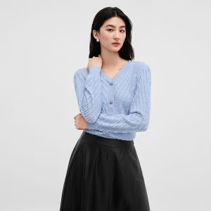 Koradior | Winter New Arrived French Deep V-Neck Merino Wool Sweater