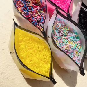 1000ชิ้น ยางรัดผมแบบใช้แล้วทิ้งสีสันสดใส ยางรัดผมแบบยืดหยุ่นสำหรับเด็กผู้หญิง ที่รัดผมหางม้า เครื่องประดับผม