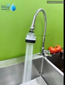 Vòi Rửa Chén Bát Lạnh RN6020 Ống Cần Bẻ Lò Xo Tăng Áp Xoay 360 Độ Đồng Thau Xi Bóng Cao Cấp RINA 3 Chế Độ Nước