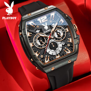 PLAYBOY 100% ของแท้ นาฬิกา ผู้ชาย กัน น้ำ ของแท้ ใหม่ 2025 แฟชั่น กีฬา กันกระแทก ปฏิทิน ส่องสว่าง สายซิลิโคน โครโนกราฟมัลติฟังก์ชั่น นาฬิกาควอตซ์