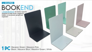 PrintYourStyle L-Shaped Bookend Plastic Book Holder for School and Office