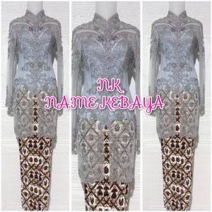 set kebaya akad nikah kebaya tunik silver