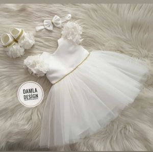 white dress/baju ulang tahun/gaun anak/beli baju gratis sepatu
