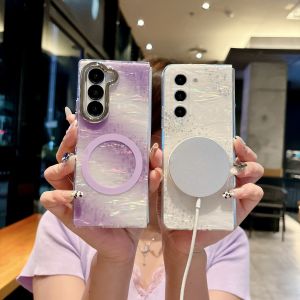 Samsung Galaxy Z Fold6 Fold7 Magnetic Attraction Gradient Transparent Hard Shell Case Protective Cover Fashionable Luxury Design