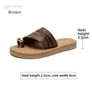 Josiny | Soft Flat Sandals Female Summer Toe-post Brown