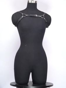 Women Adjustable PU Leather Body Harness Punk Goth Bra Top Decor Accessory for Clubwear Rave Festival Halloween