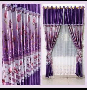 Gorden/hordeng pintu dan jendela minimalis model poni tempel bahan bleckout bludru motif bunga