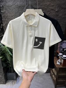 Áo Thun Polo Nam Dáng Rộng Thoải Mái Thêu Mặt Cười Mùa Hè Cổ Polo Tay Ngắn Thời Trang Thường Ngày Chất Liệu Cotton Pha Trộn